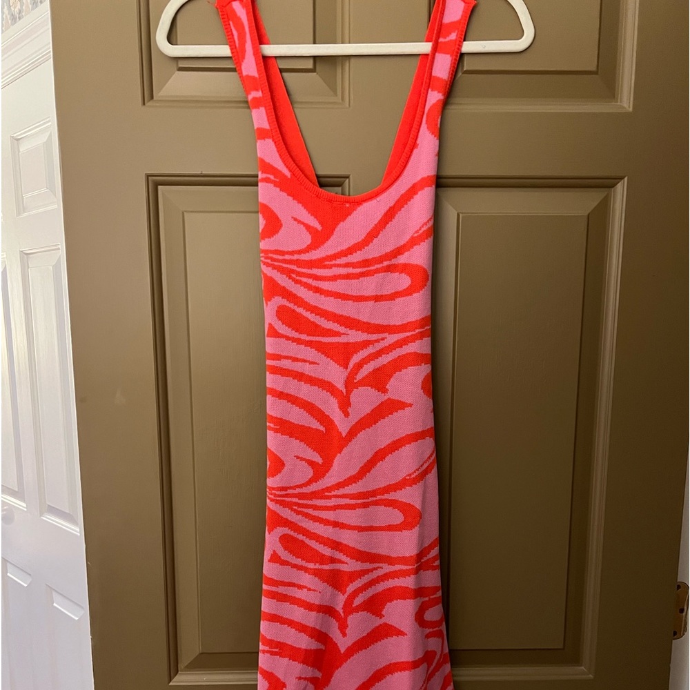 Y2K hot pink and red midi dress